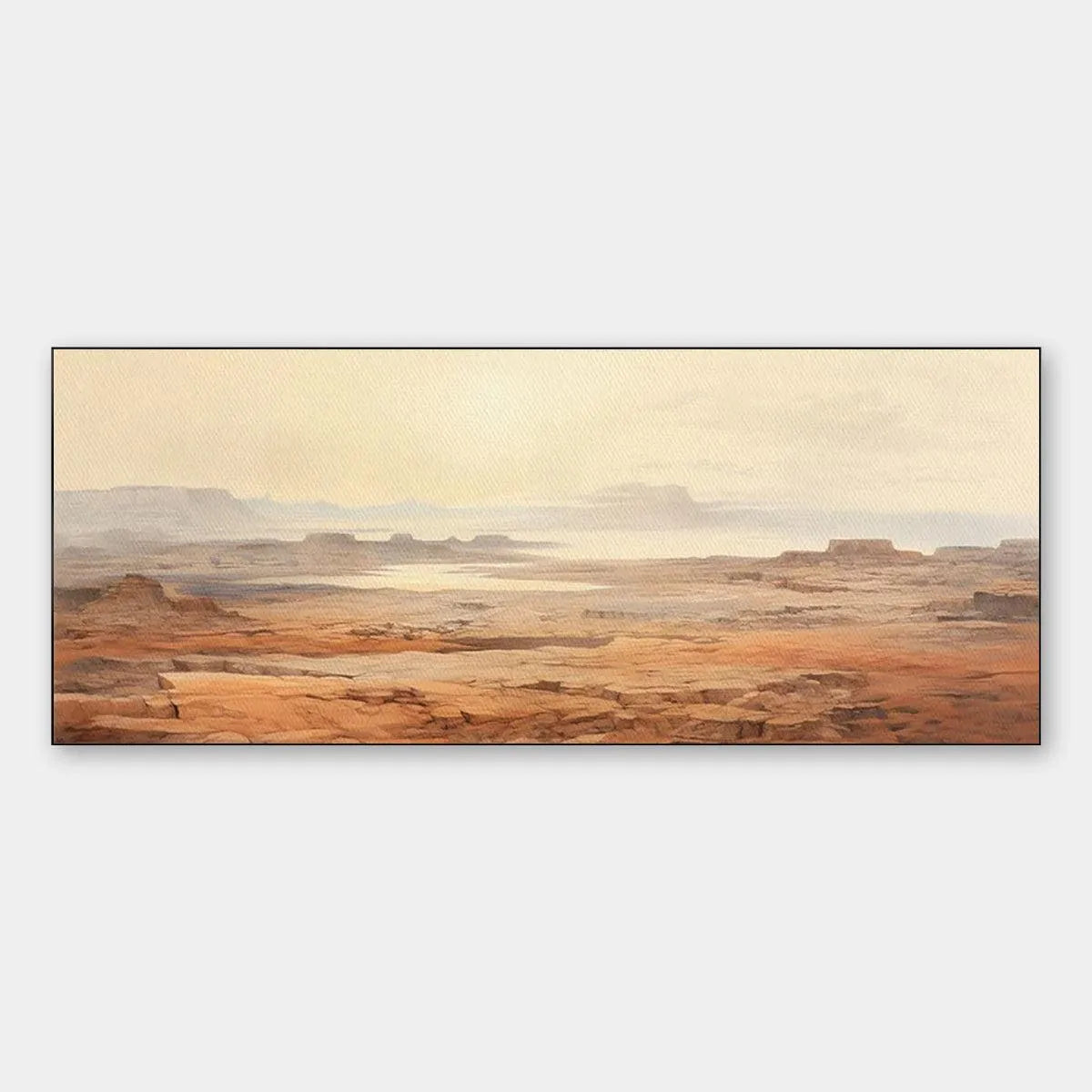 Desert Landscape Painting, Panoramic Wall Art, Minimalist Decor