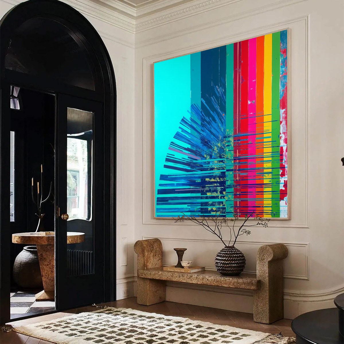 DIGITAL DAWN: Vibrant Abstract Modern Oil Painting