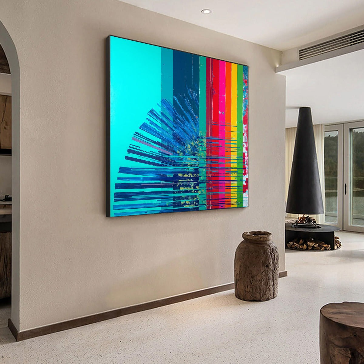 DIGITAL DAWN: Vibrant Abstract Modern Oil Painting