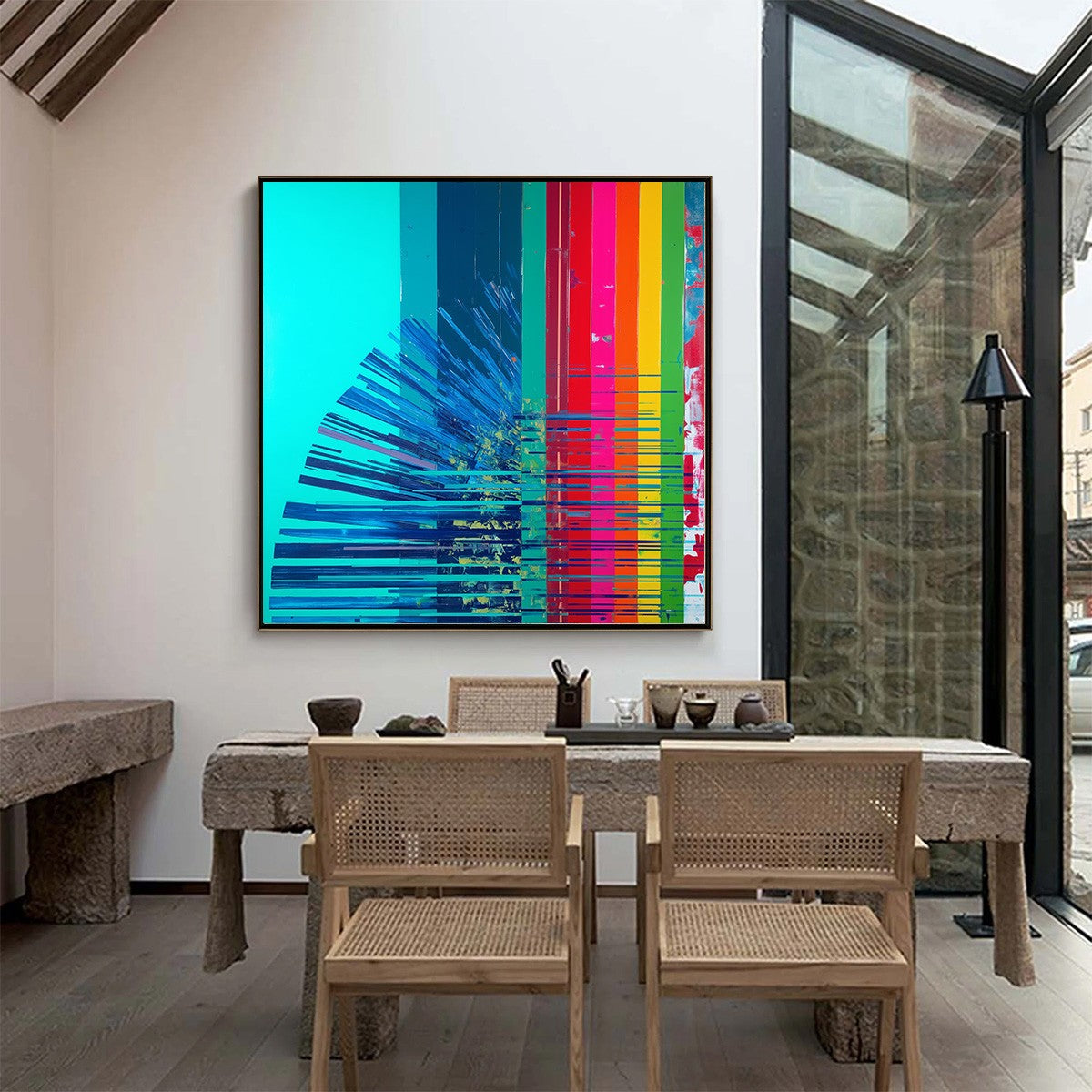 DIGITAL DAWN: Vibrant Abstract Modern Oil Painting