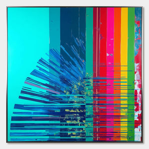 DIGITAL DAWN: Vibrant Abstract Modern Oil Painting