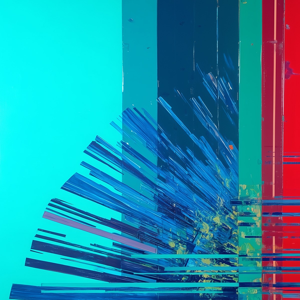 DIGITAL DAWN: Vibrant Abstract Modern Oil Painting