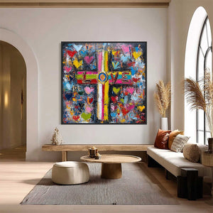 DIVINE EMBRACE: Colorful Textured Abstract Painting of Love and Faith