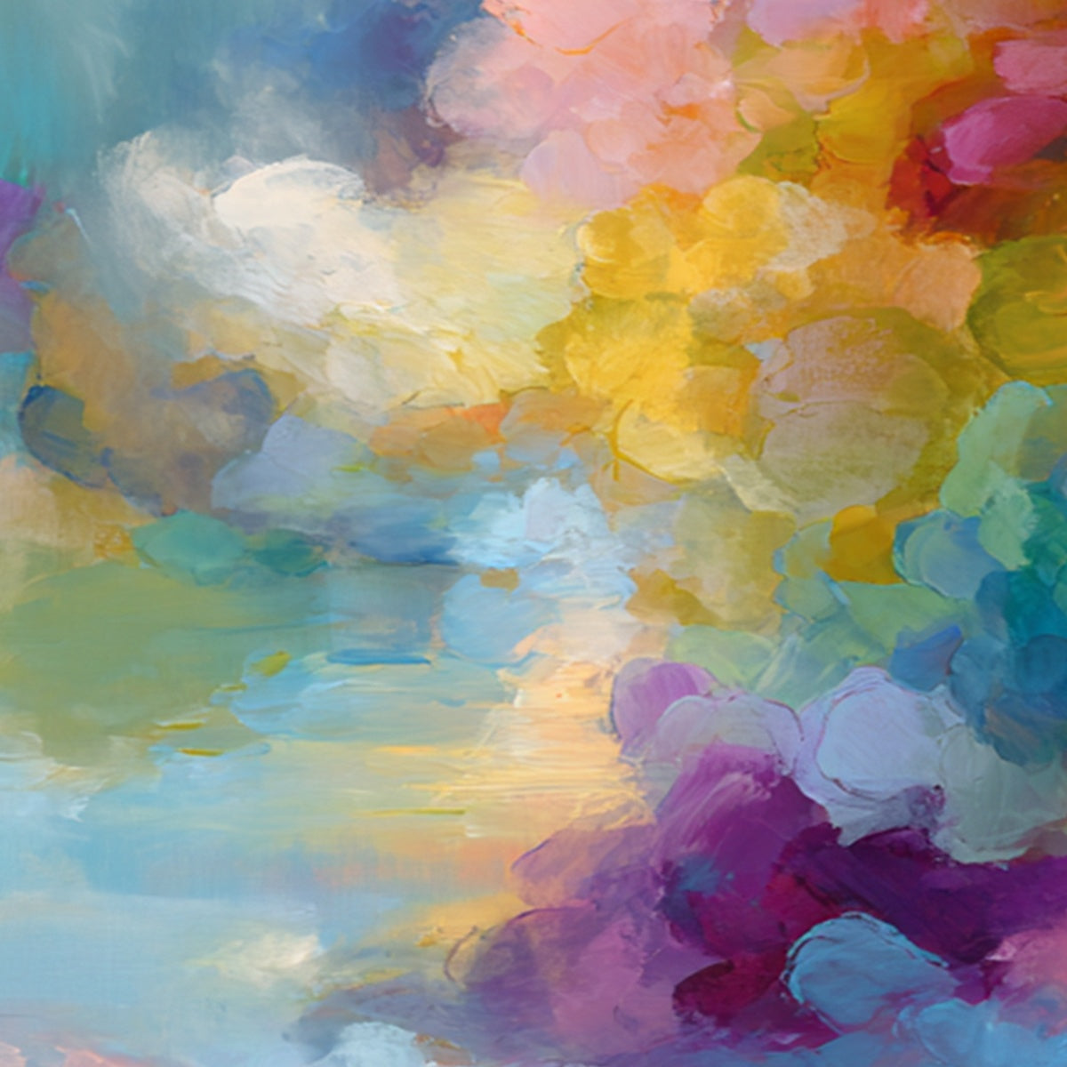 DREAMSCAPE MELODY: Colorful Abstract Cloudscape Painting Set of 2