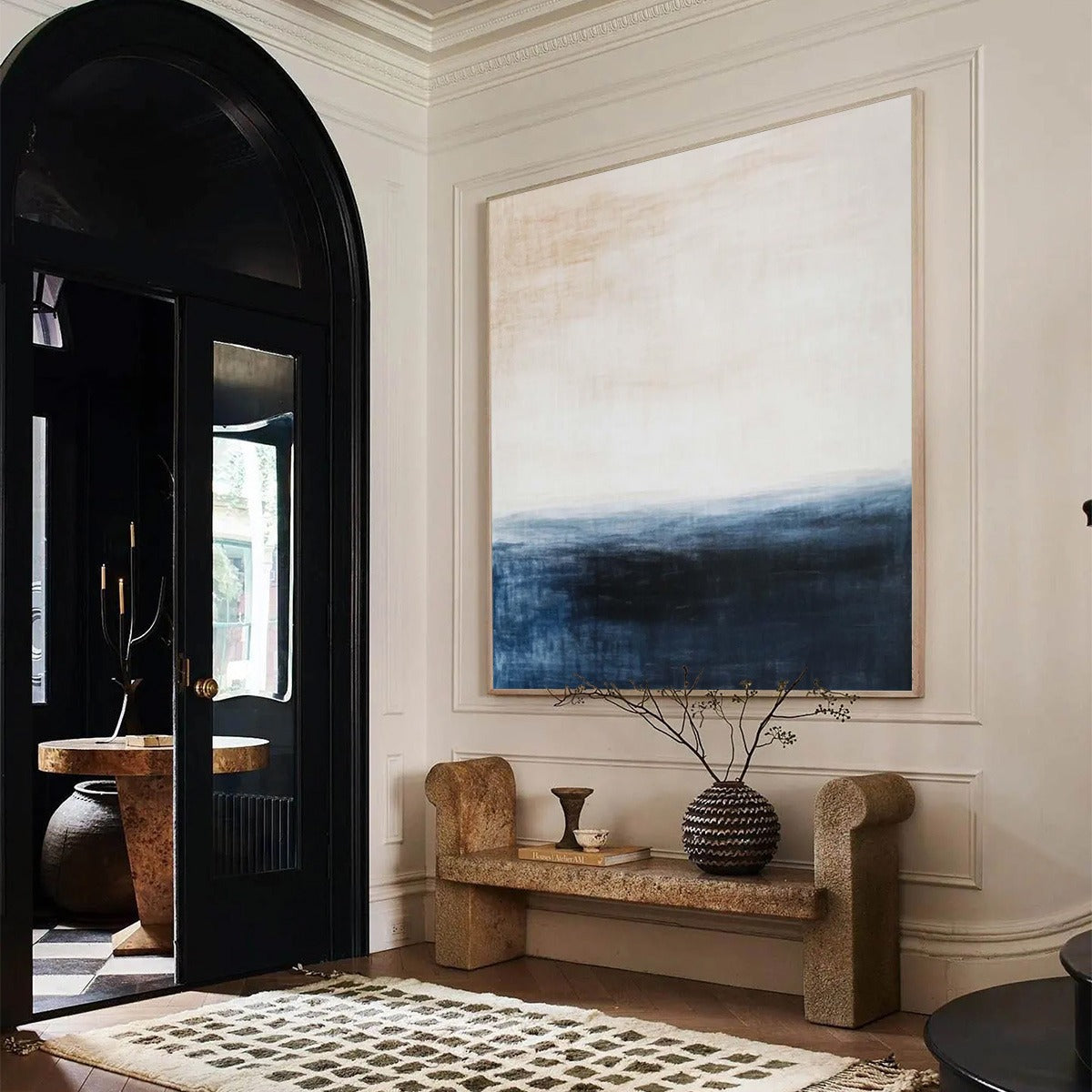 DUSK AT SEA: Textured Abstract Ocean Oil Painting