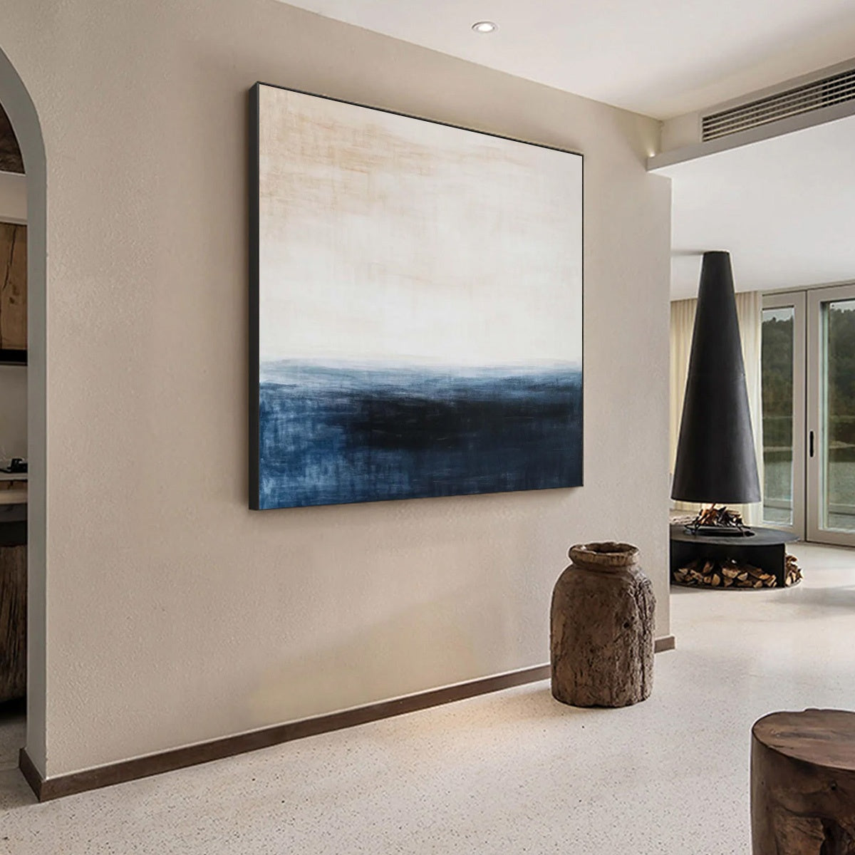 DUSK AT SEA: Textured Abstract Ocean Oil Painting