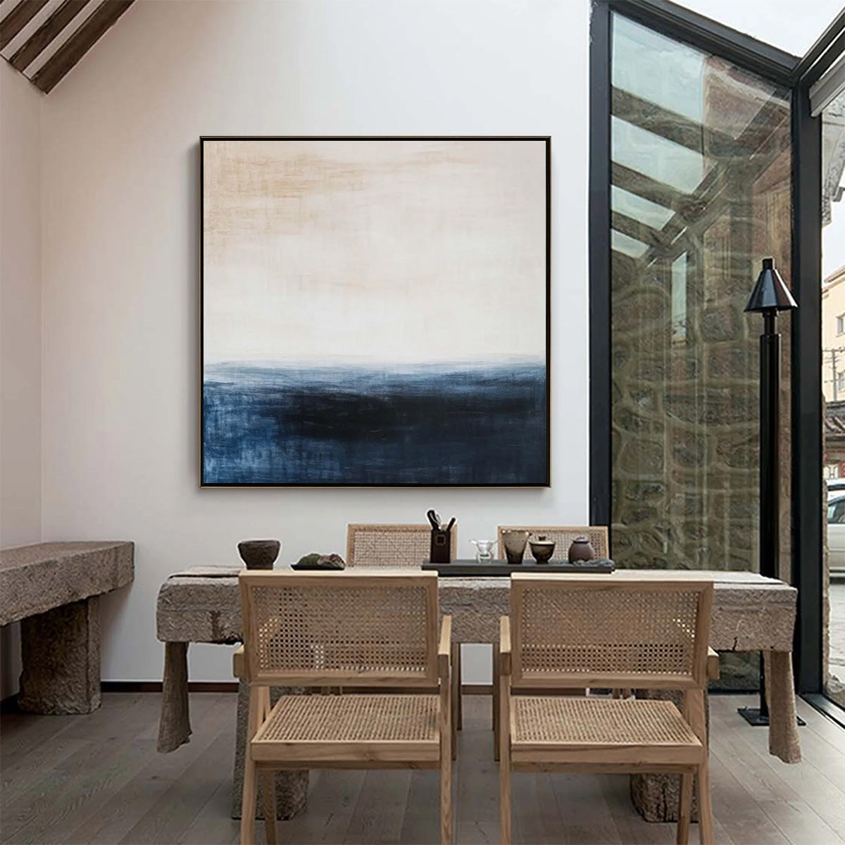 DUSK AT SEA: Textured Abstract Ocean Oil Painting