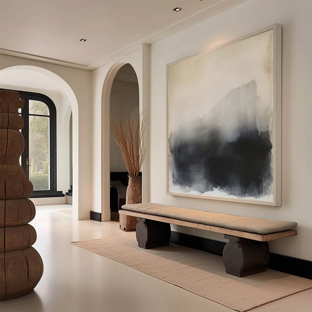 DUSK SHADOWS: Abstract Minimalist Neutral Tone Oil Painting