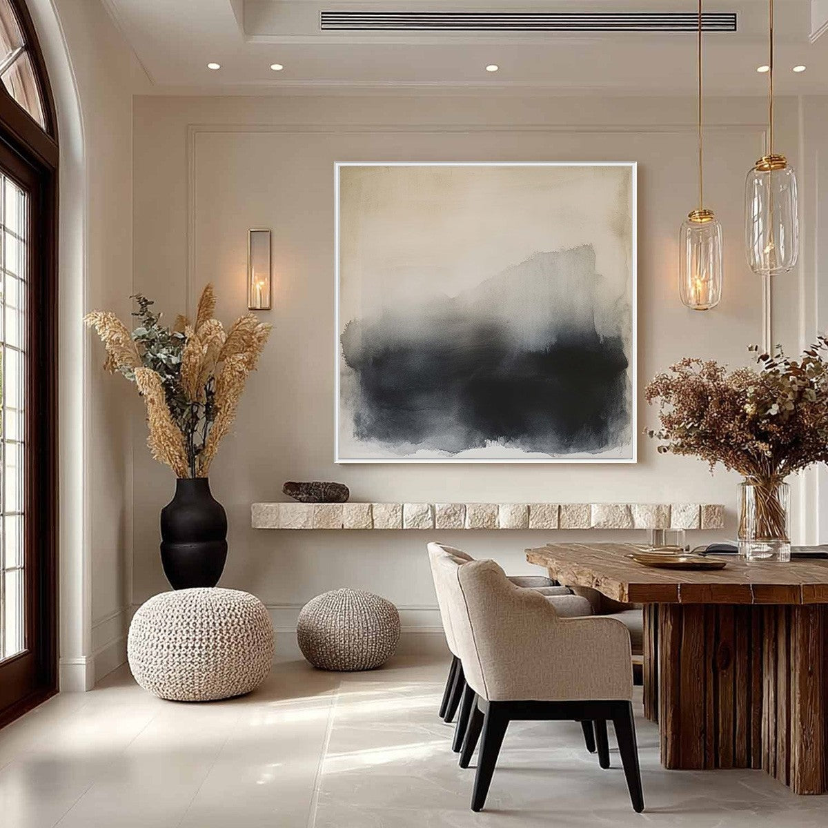 DUSK SHADOWS: Abstract Minimalist Neutral Tone Oil Painting