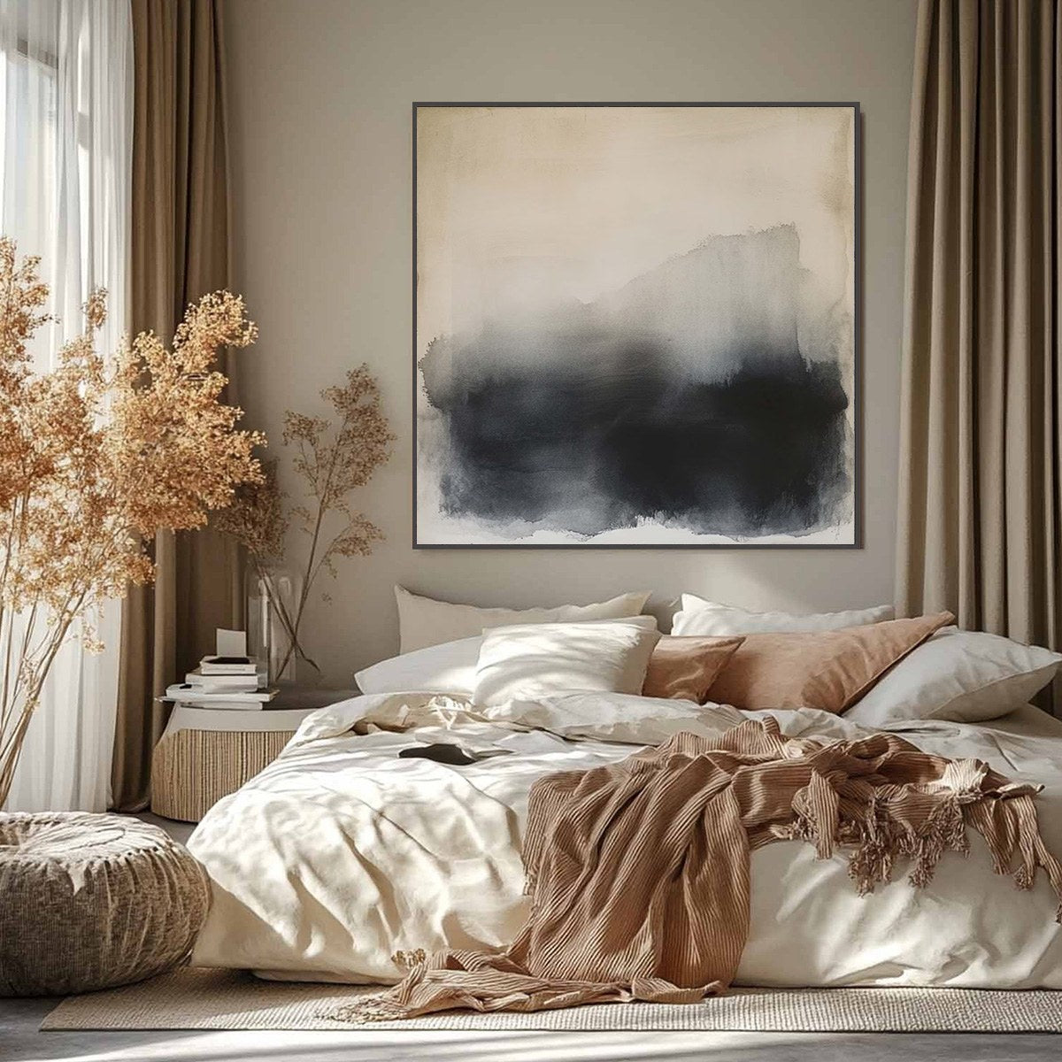 DUSK SHADOWS: Abstract Minimalist Neutral Tone Oil Painting