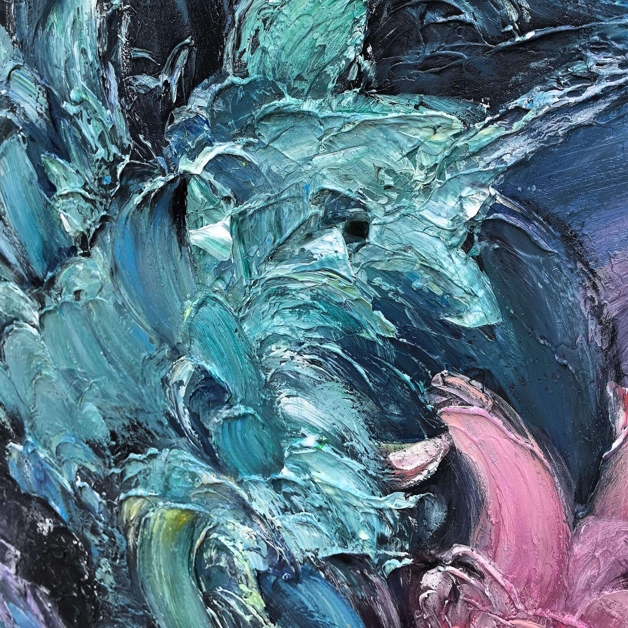 Dusk Whispers: Textured Abstract Impasto Oil Painting on Canvas