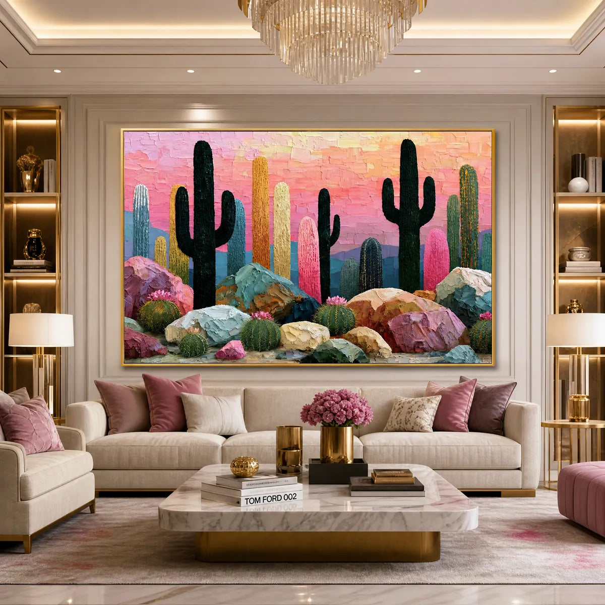 Desert Dreamscape | Textured Impasto Cactus Landscape Painting