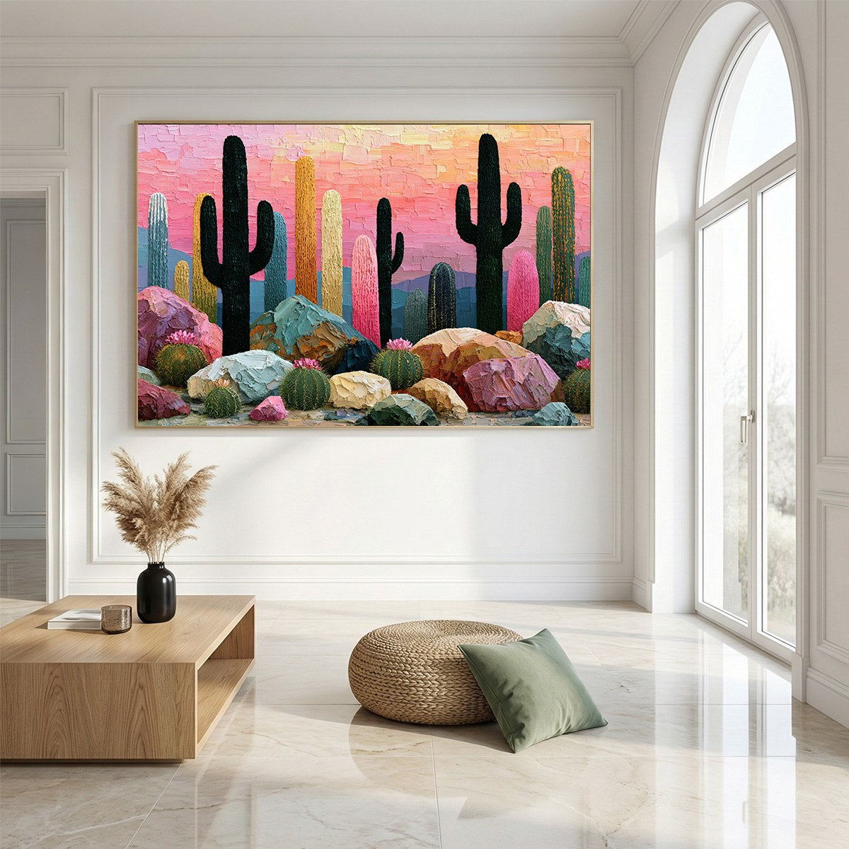 Desert Dreamscape | Textured Impasto Cactus Landscape Painting