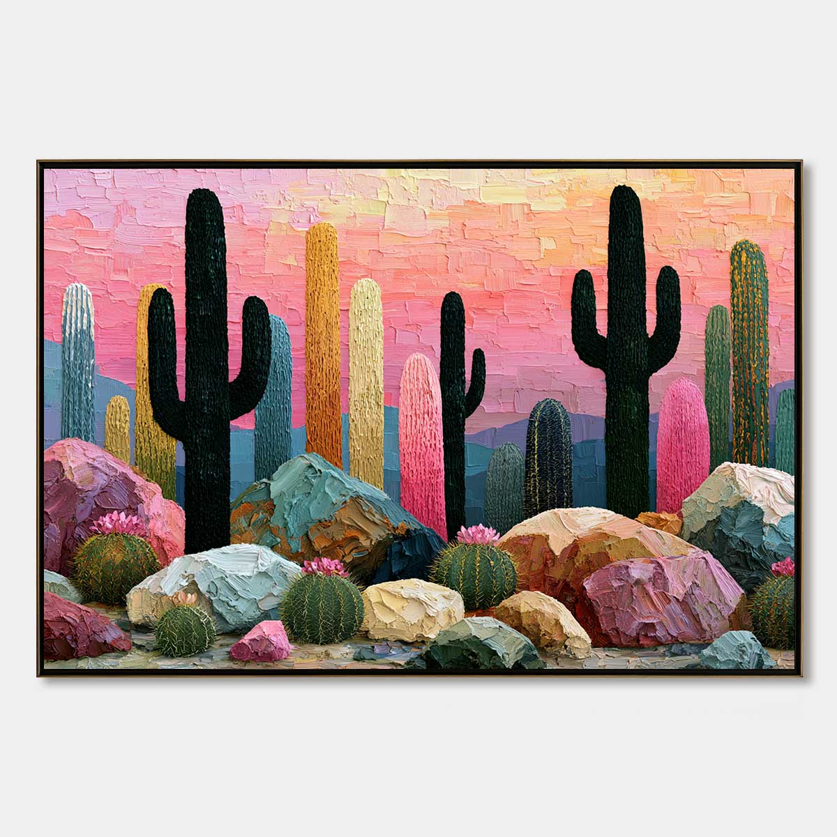 Desert Dreamscape | Textured Impasto Cactus Landscape Painting