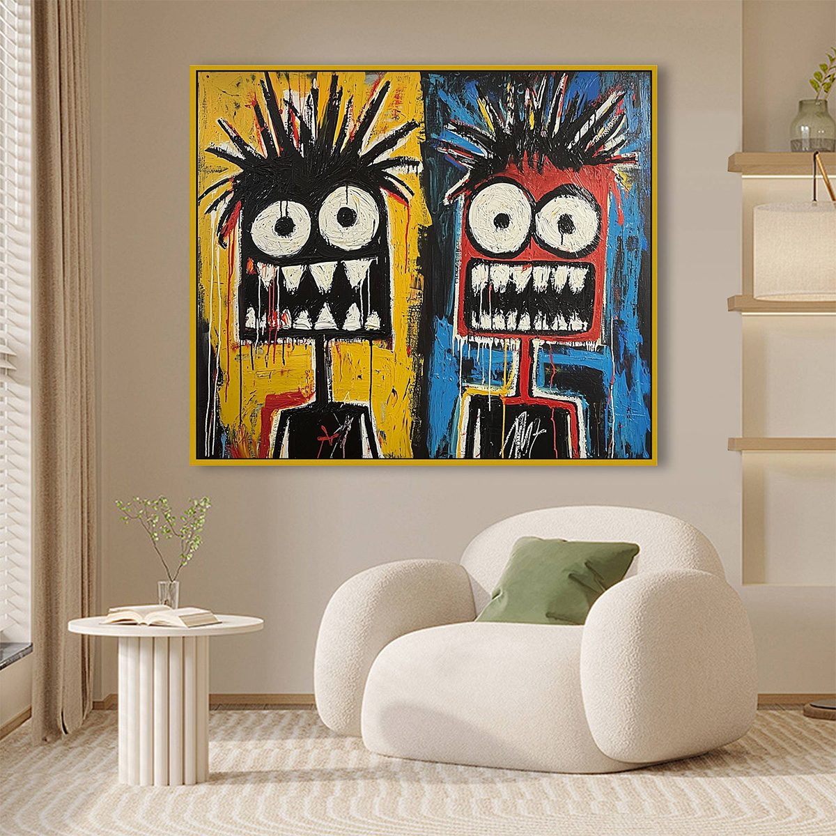 DUALITY: Vibrant Abstract Portrait Oil Painting of Two Figures