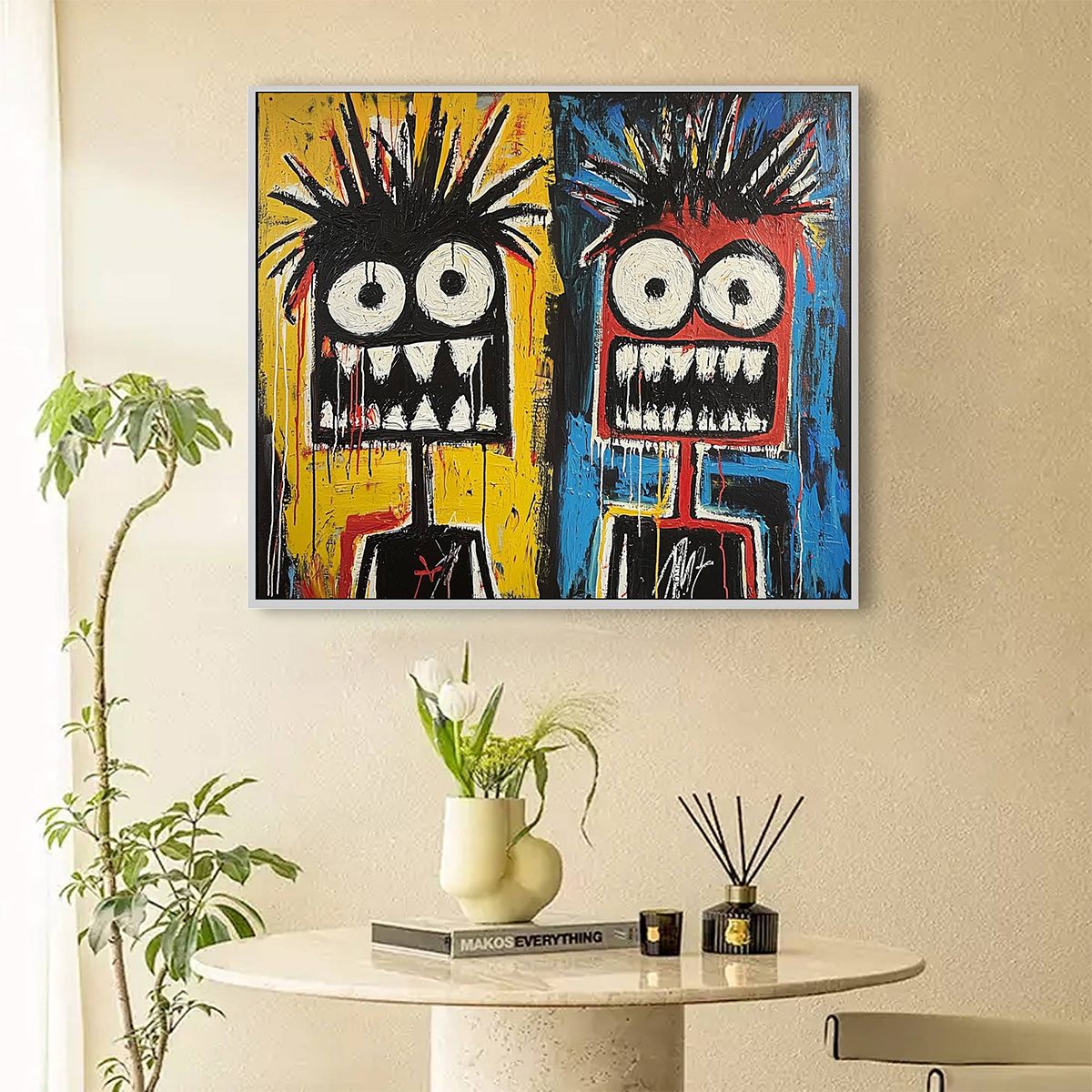 DUALITY: Vibrant Abstract Portrait Oil Painting of Two Figures