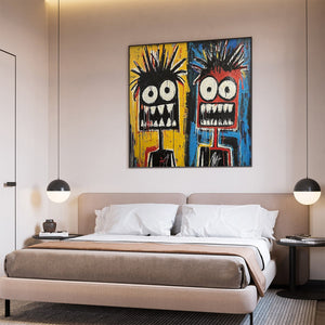 Duality: Original Abstract Portrait Oil Painting - Colorful, Expressive, Modern Wall Art Decor