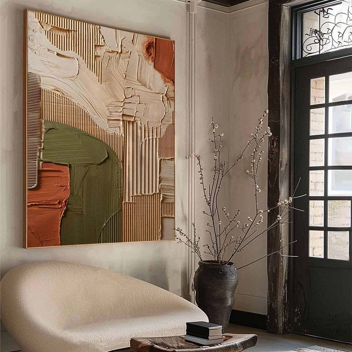 Earthbound Harmony textured abstract impasto oil painting wall art