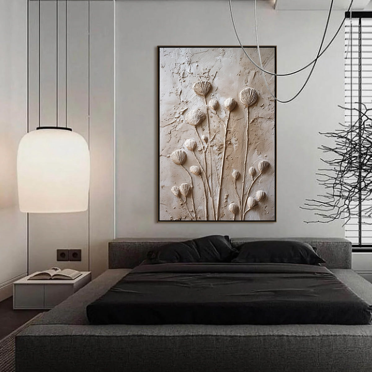 EARTHEN BLOOMS: Textured Wabi-Sabi Floral Impasto Painting