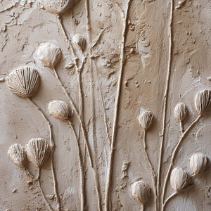 EARTHEN BLOOMS: Textured Wabi-Sabi Floral Impasto Painting