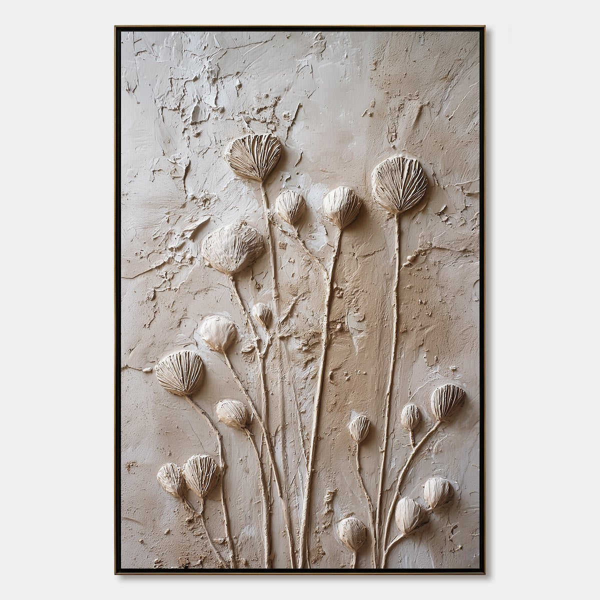 EARTHEN BLOOMS: Textured Wabi-Sabi Floral Impasto Painting