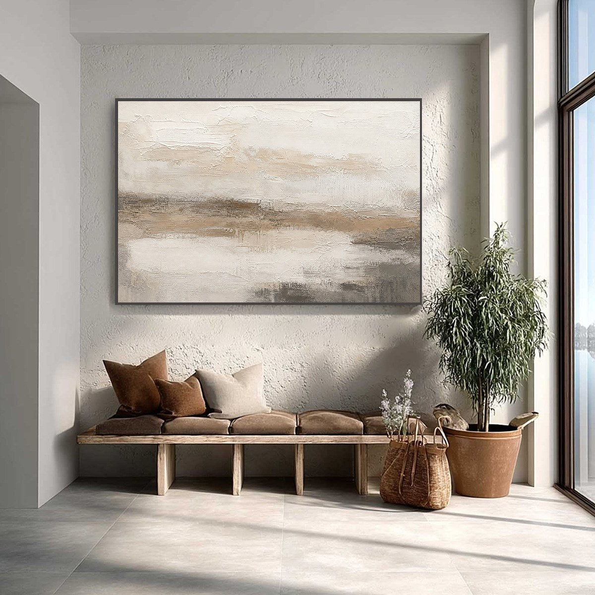 EARTHEN CALM: Textured Wabi Sabi Abstract Landscape Painting