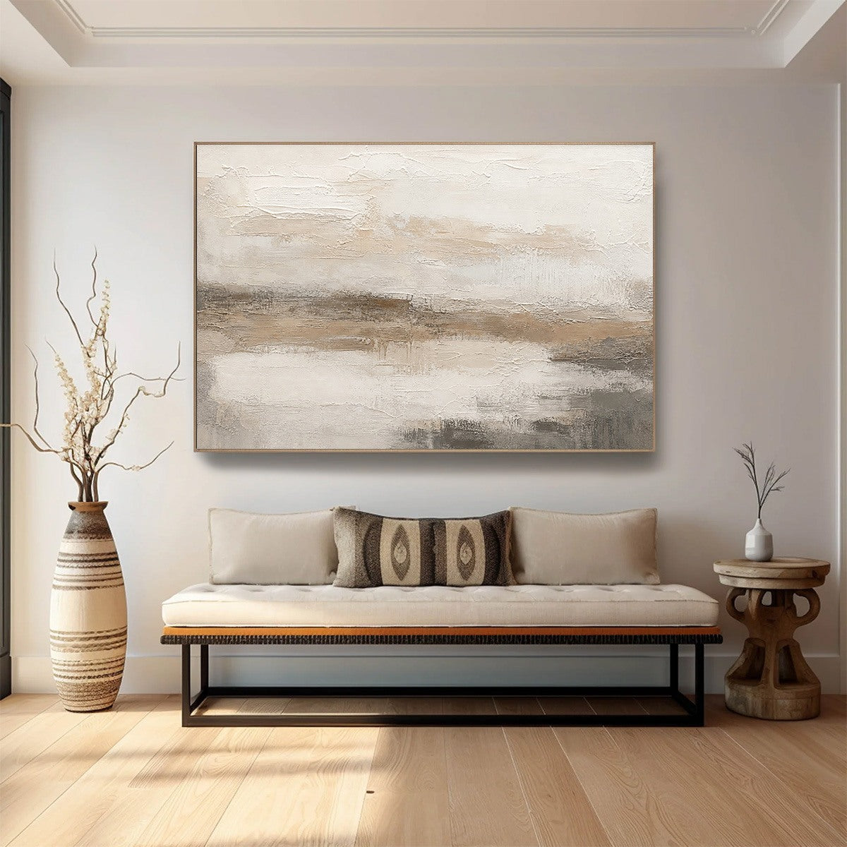 EARTHEN CALM: Textured Wabi Sabi Abstract Landscape Painting
