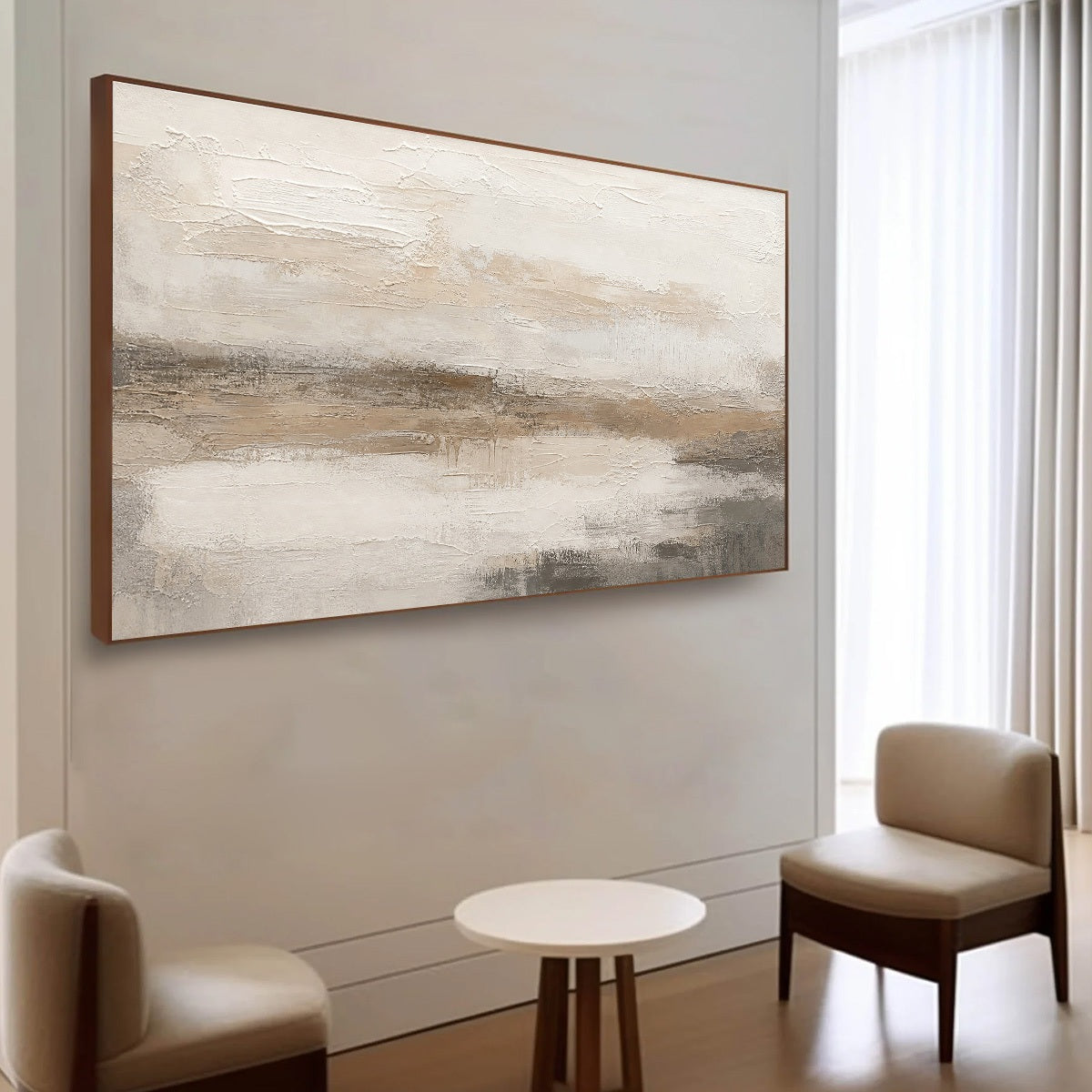 EARTHEN CALM: Textured Wabi Sabi Abstract Landscape Painting