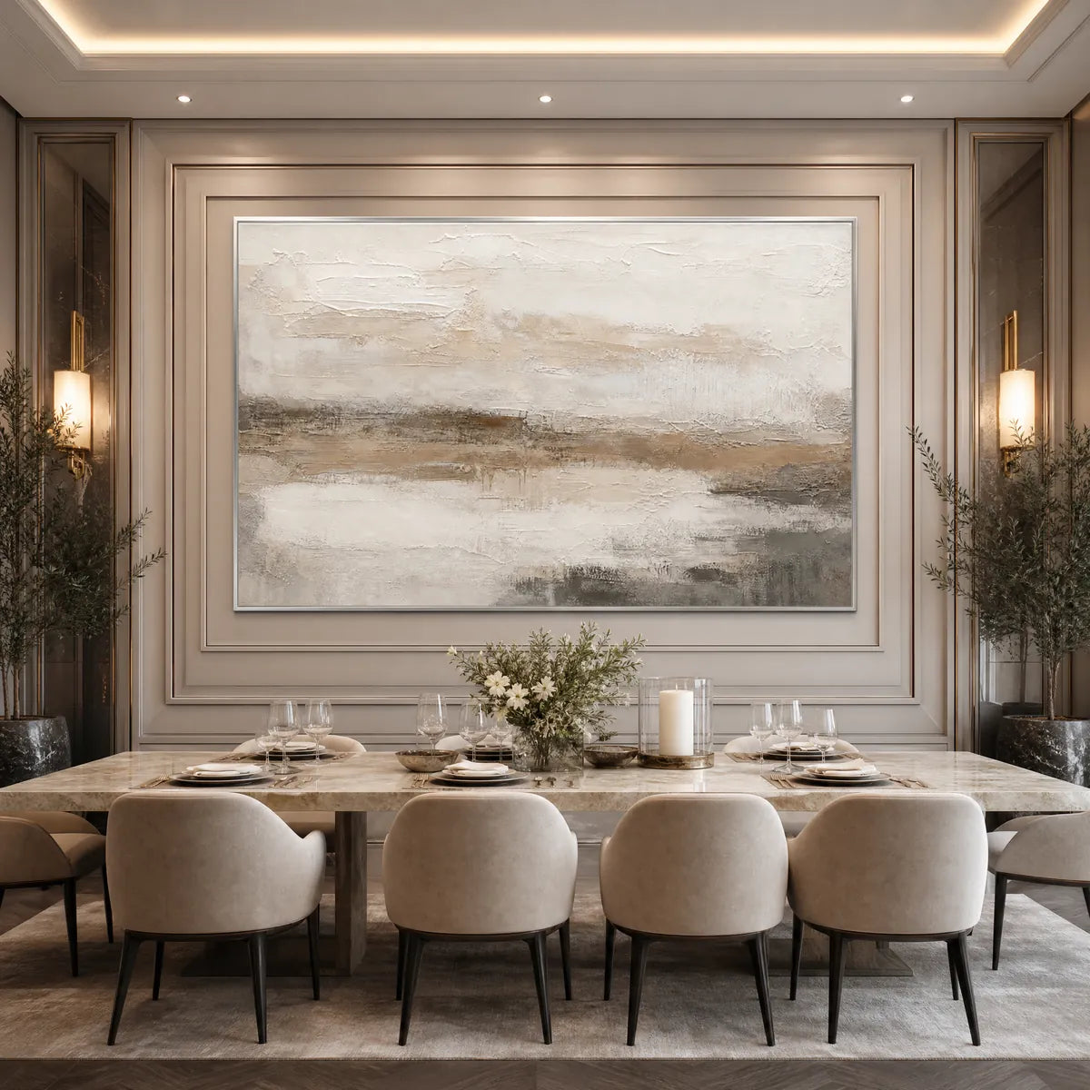Earthen Calm | Textured Neutral Abstract Landscape Oil Painting