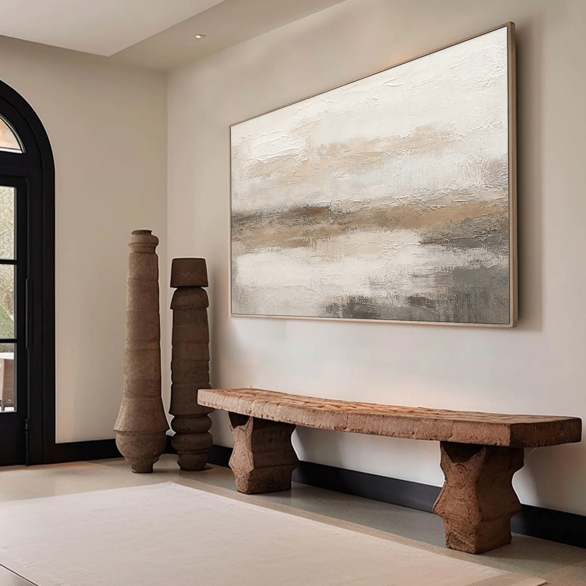 EARTHEN CALM: Textured Wabi Sabi Abstract Landscape Painting