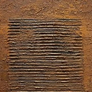 Earthen Codex: Textured brown Wabi Sabi abstract art with tactile organic grooves.