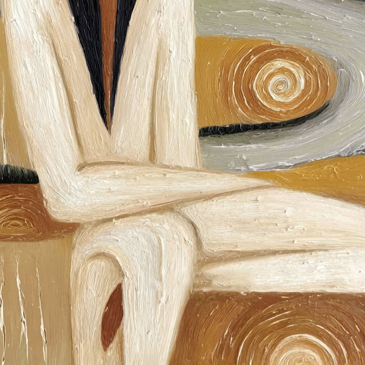 EARTHEN CONTEMPLATION: Textured Figurative Art of a Man in a Serene Landscape
