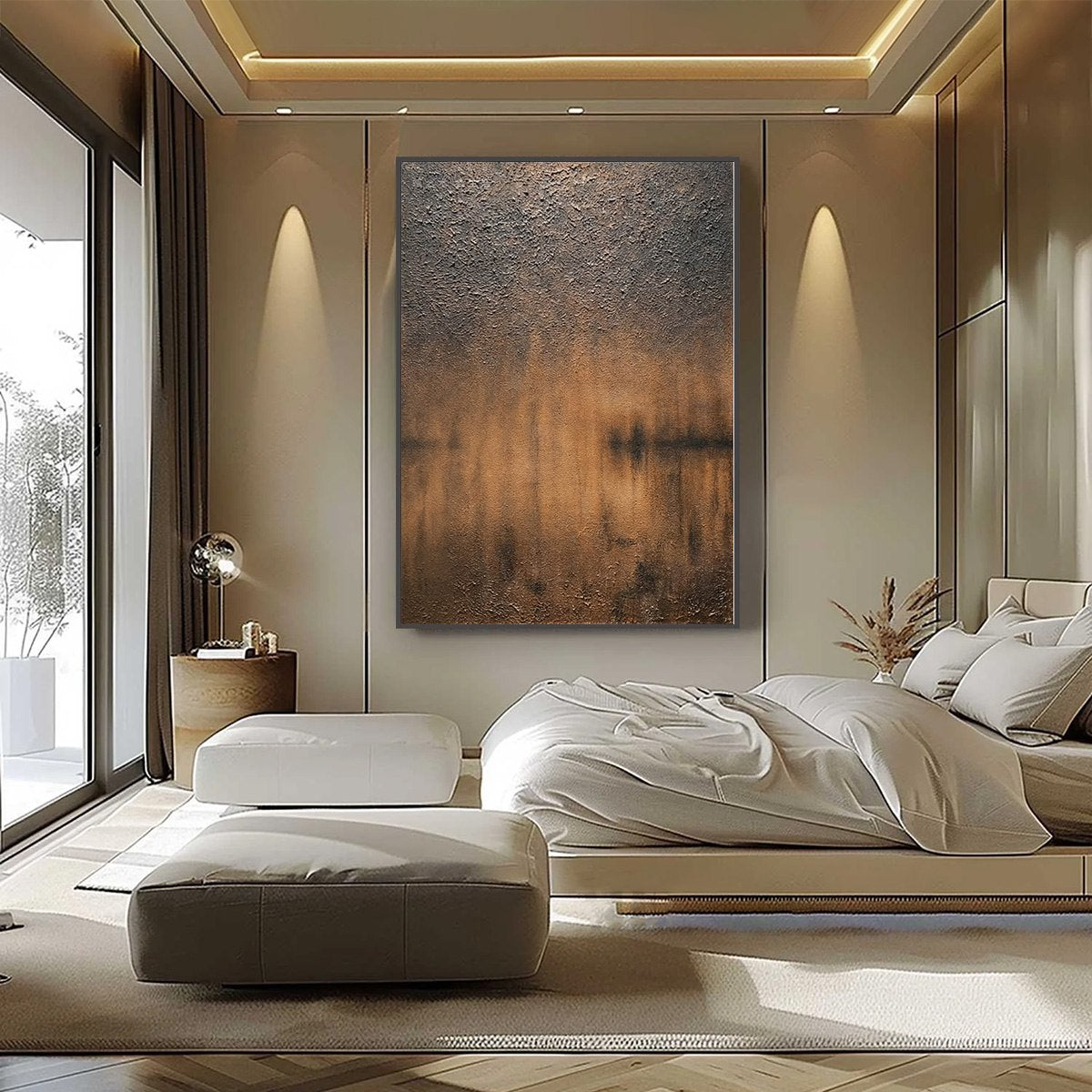 Earthen Echo original Wabi Sabi abstract painting, heavily textured impasto with earthy tones.