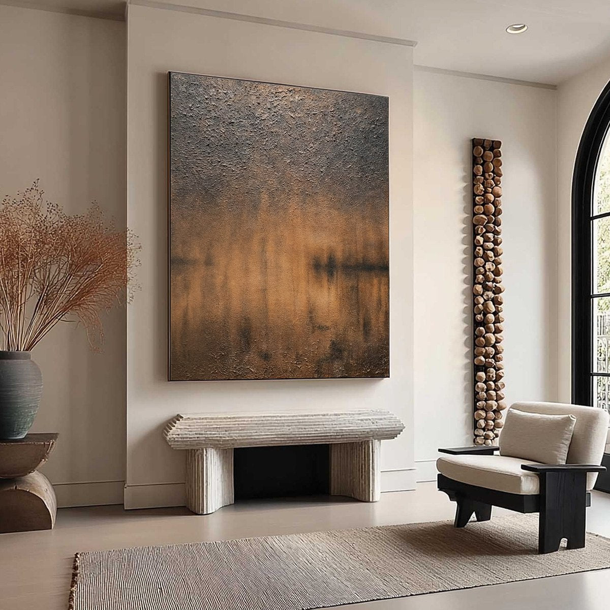 Modern wall art: Heavily textured Wabi Sabi abstract original painting, earthy tones.