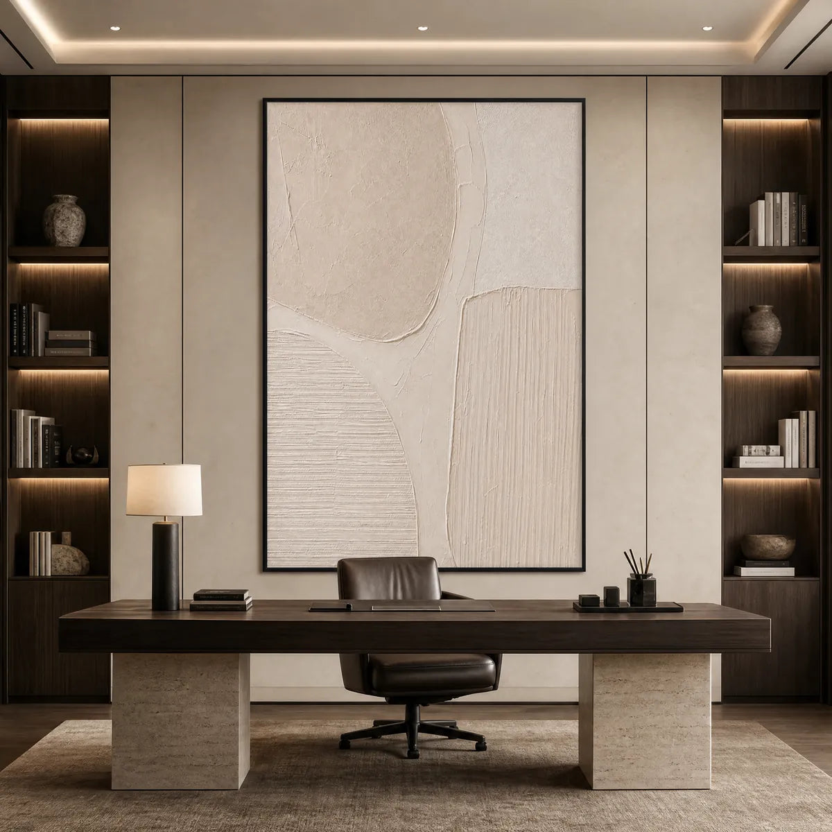 EARTHEN FORMS: Large Textured Wabi-Sabi Abstract Painting