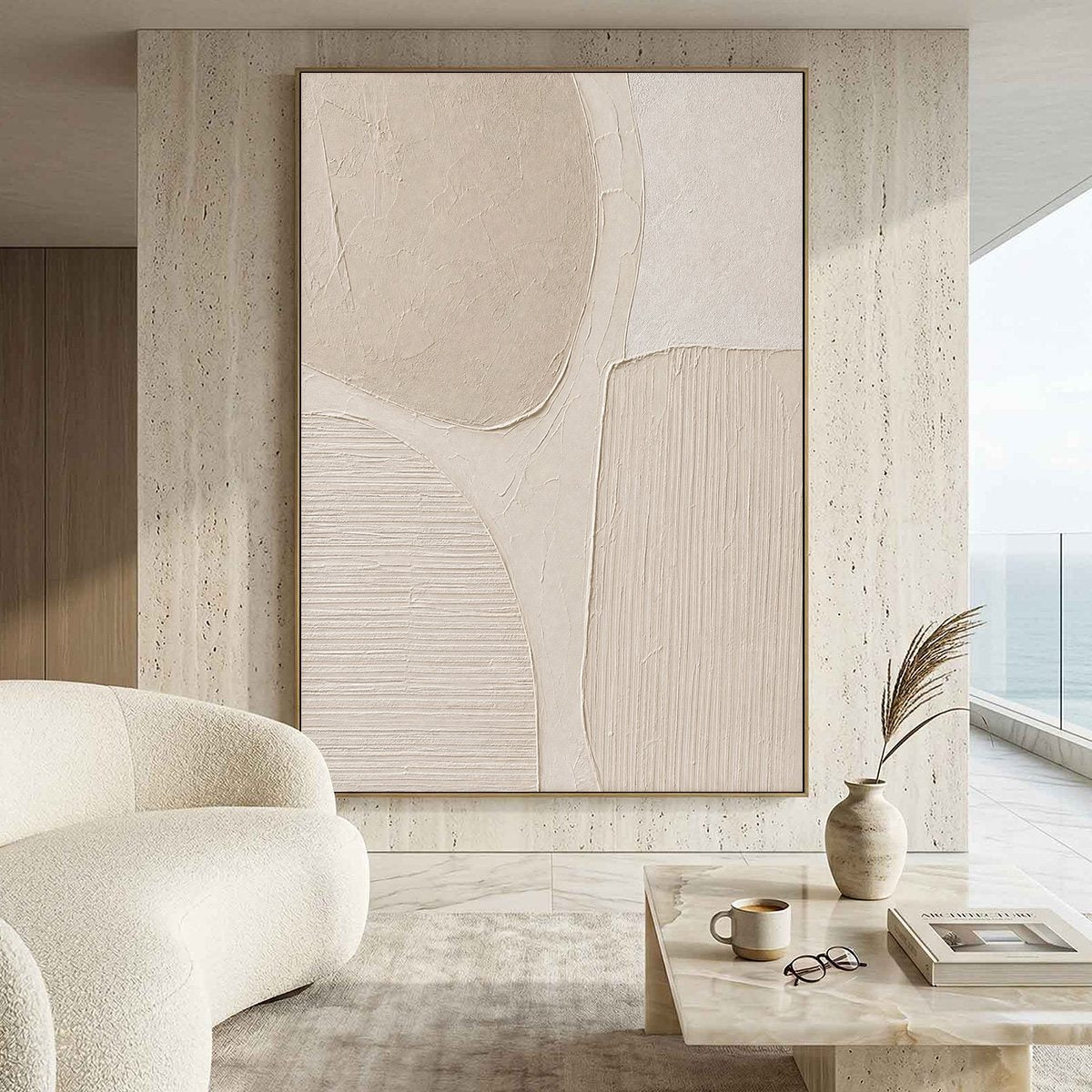 EARTHEN FORMS: Large Textured Wabi-Sabi Abstract Painting