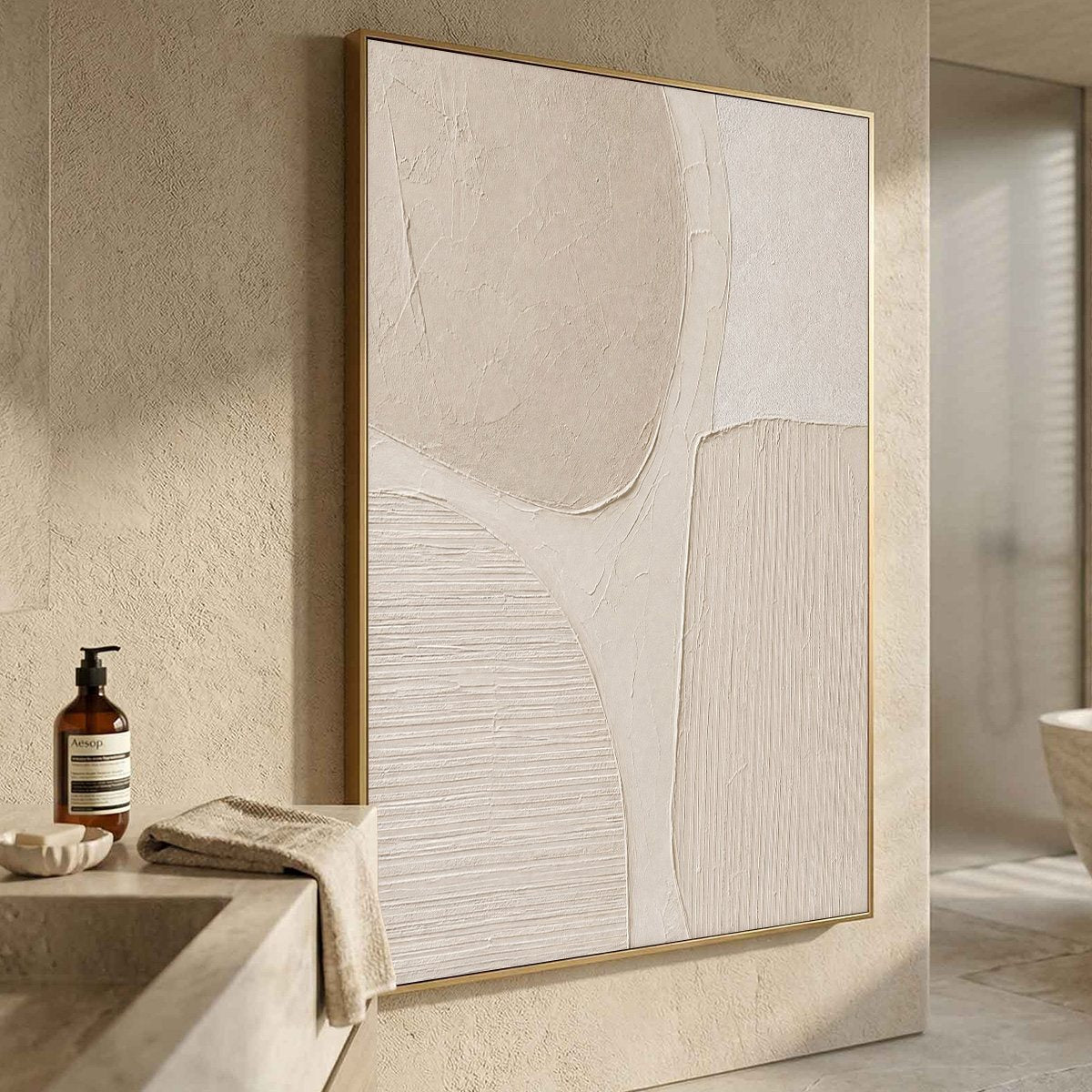 EARTHEN FORMS: Large Textured Wabi-Sabi Abstract Painting