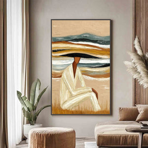 EARTHEN REPOSE: Textured Abstract Figurative Painting for Modern Decor