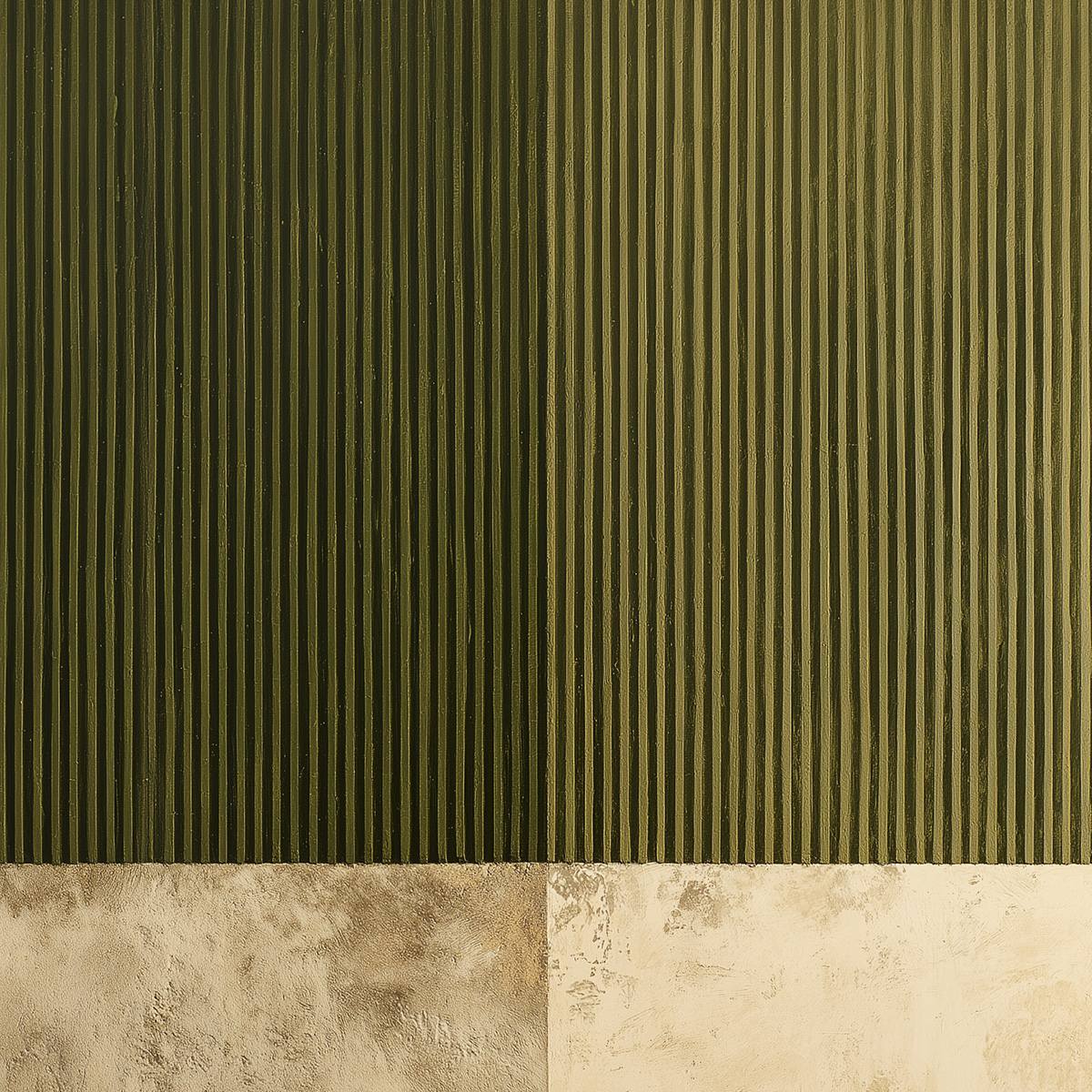EARTHEN RHYTHM: Textured Minimalist Abstract Painting in Green and Beige