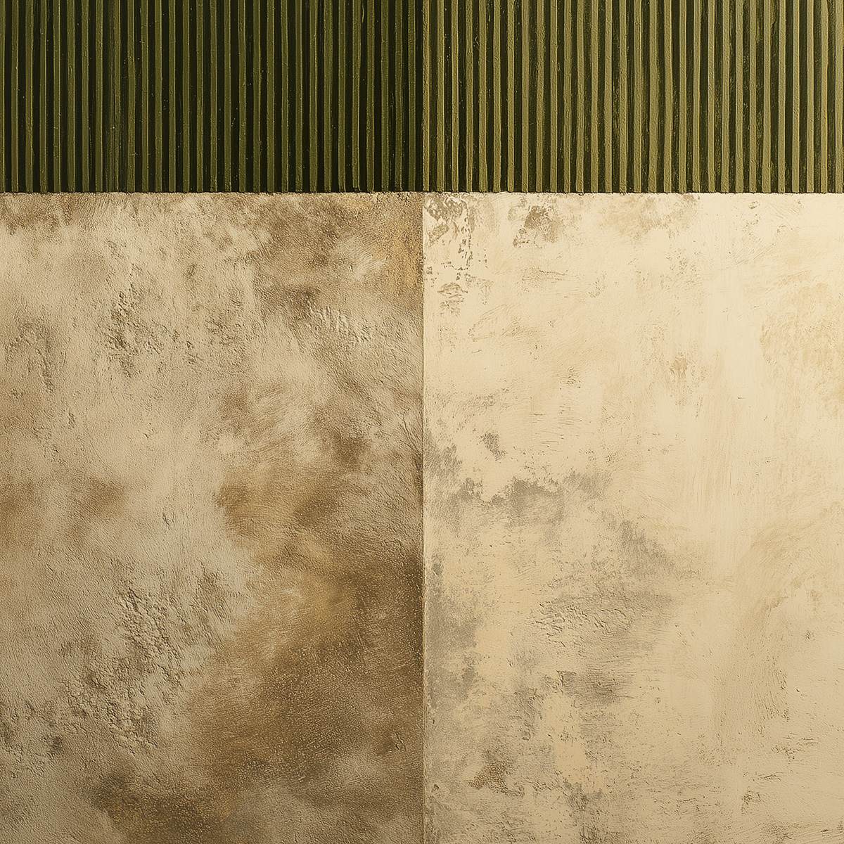 EARTHEN RHYTHM: Textured Minimalist Abstract Painting in Green and Beige