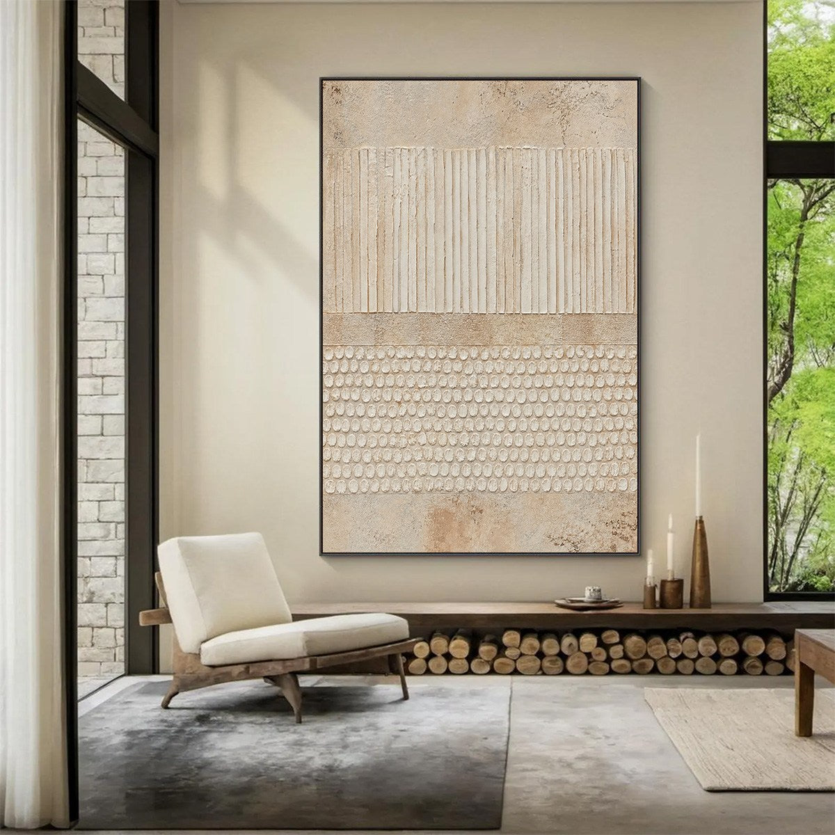EARTHEN RHYTHM: Vertical Wabi-Sabi Textured Abstract Wall Art