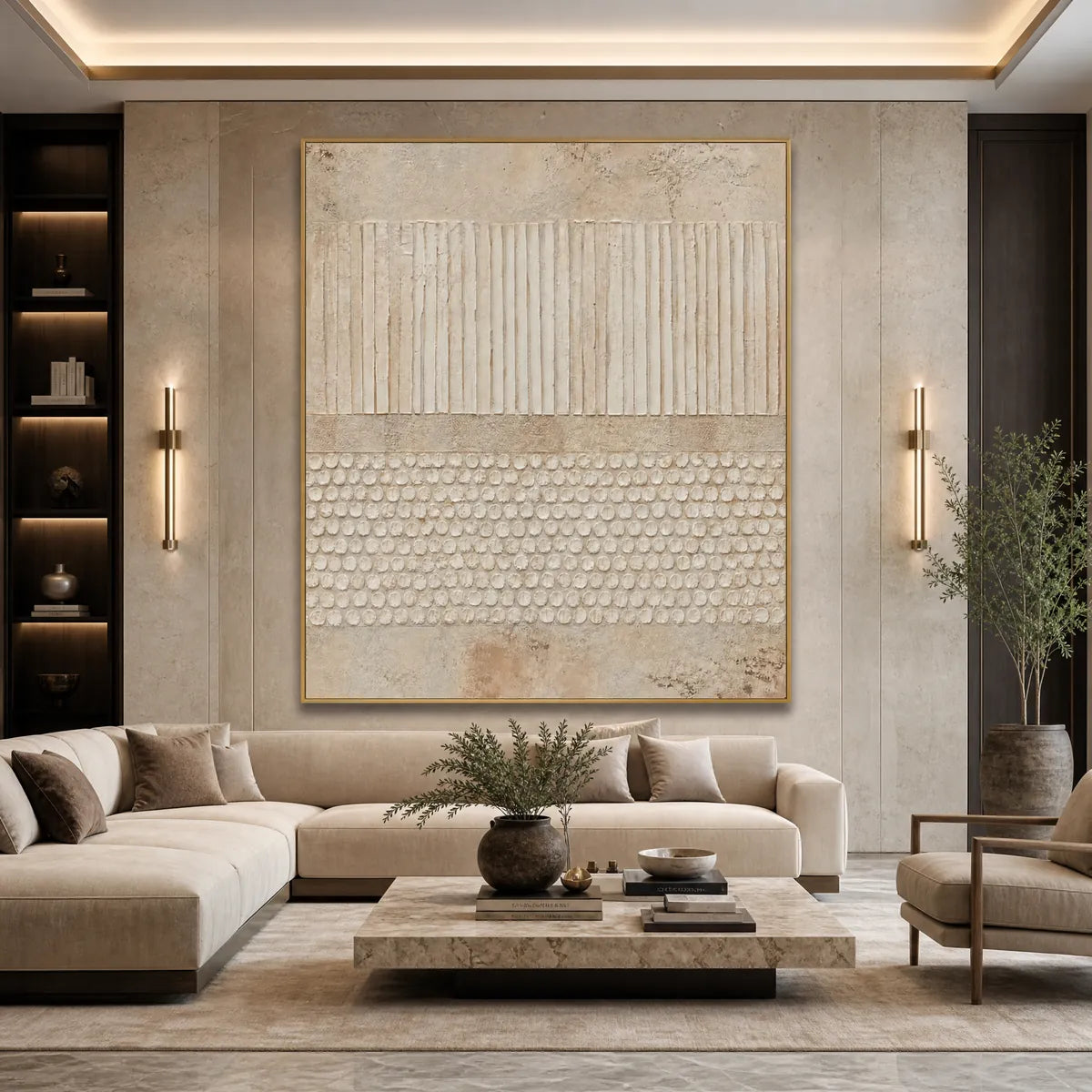 EARTHEN RHYTHM: Vertical Wabi-Sabi Textured Abstract Wall Art