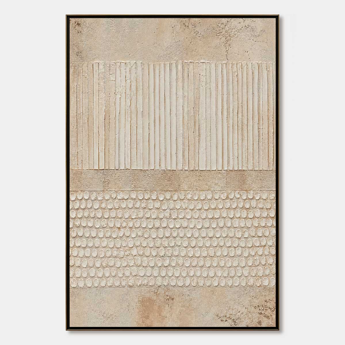 EARTHEN RHYTHM: Vertical Wabi-Sabi Textured Abstract Wall Art