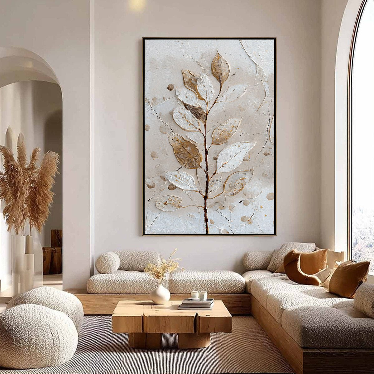 EARTHEN SPRIG: Textured Wabi Sabi Botanical Wall Art