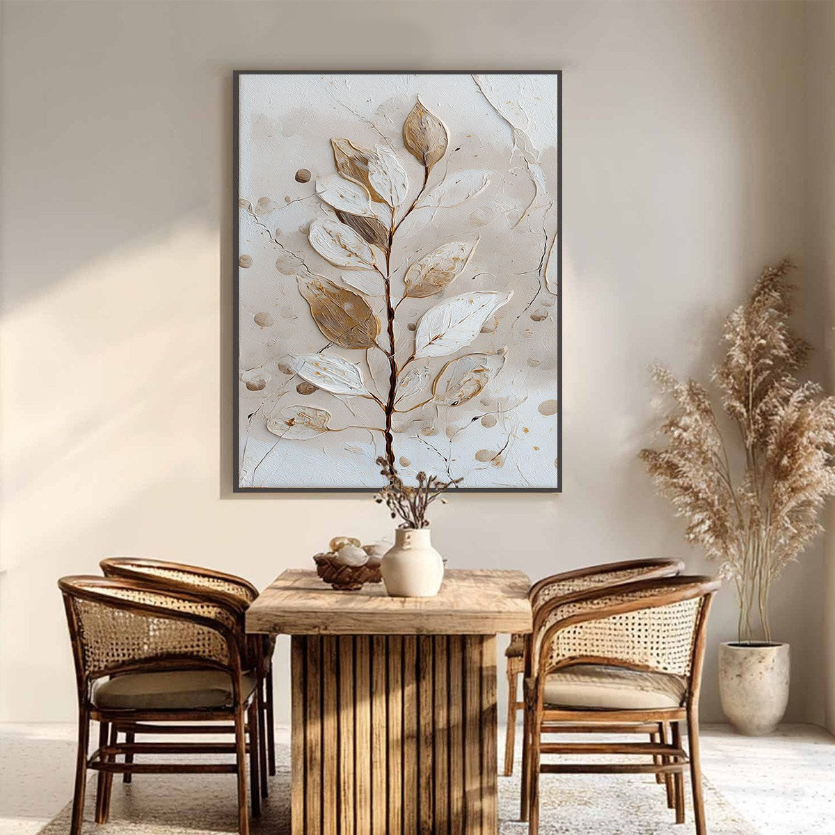 EARTHEN SPRIG: Textured Wabi Sabi Botanical Wall Art
