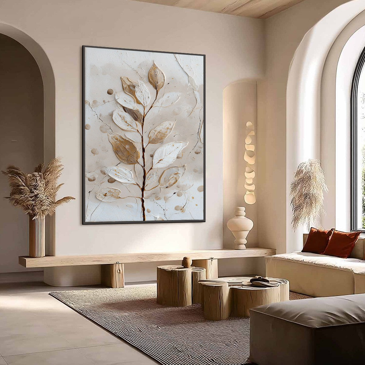 EARTHEN SPRIG: Textured Wabi Sabi Botanical Wall Art