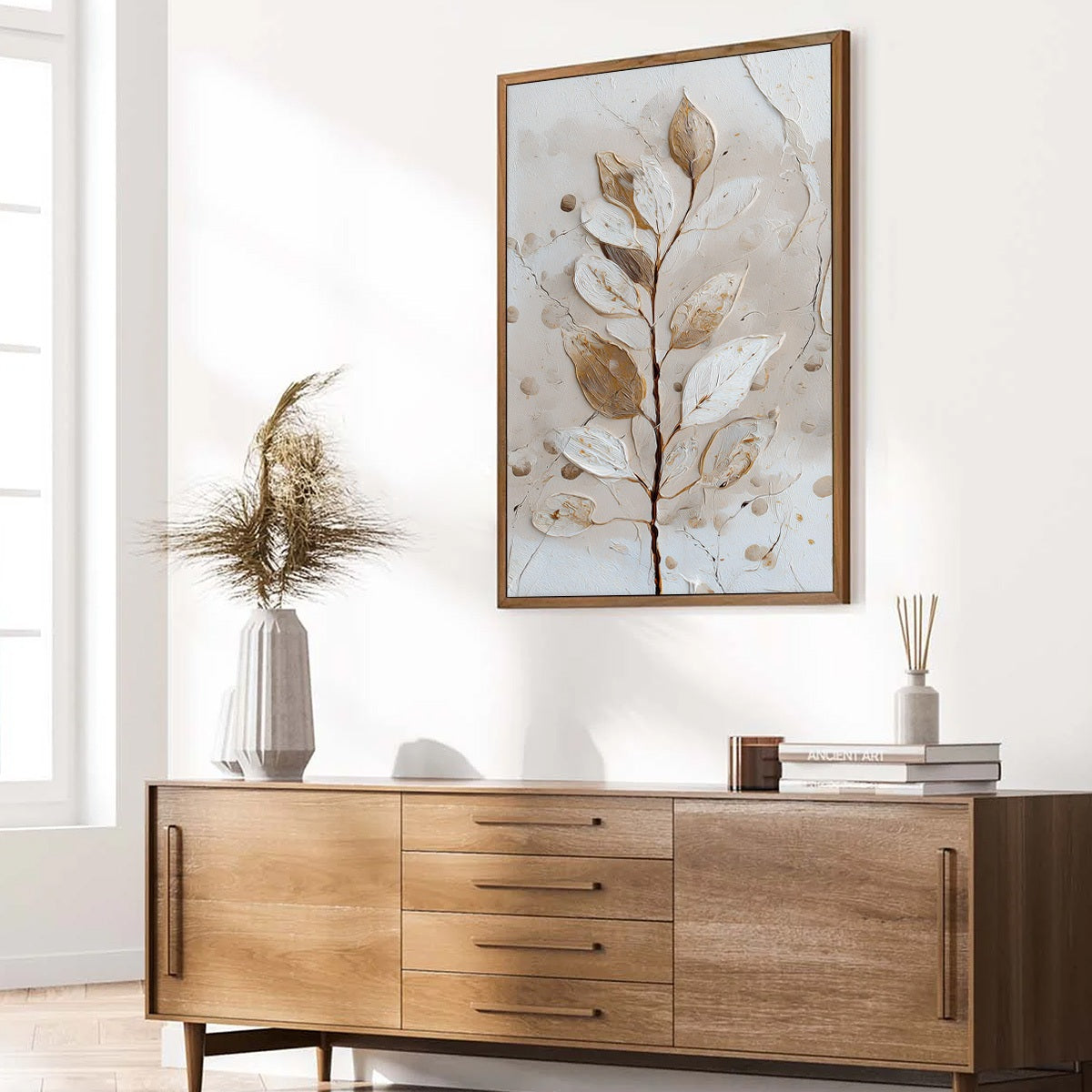 EARTHEN SPRIG: Textured Wabi Sabi Botanical Wall Art