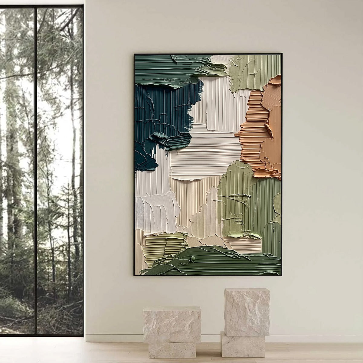 EARTHEN STRATA: Textured Wabi Sabi Abstract Impasto Wall Art