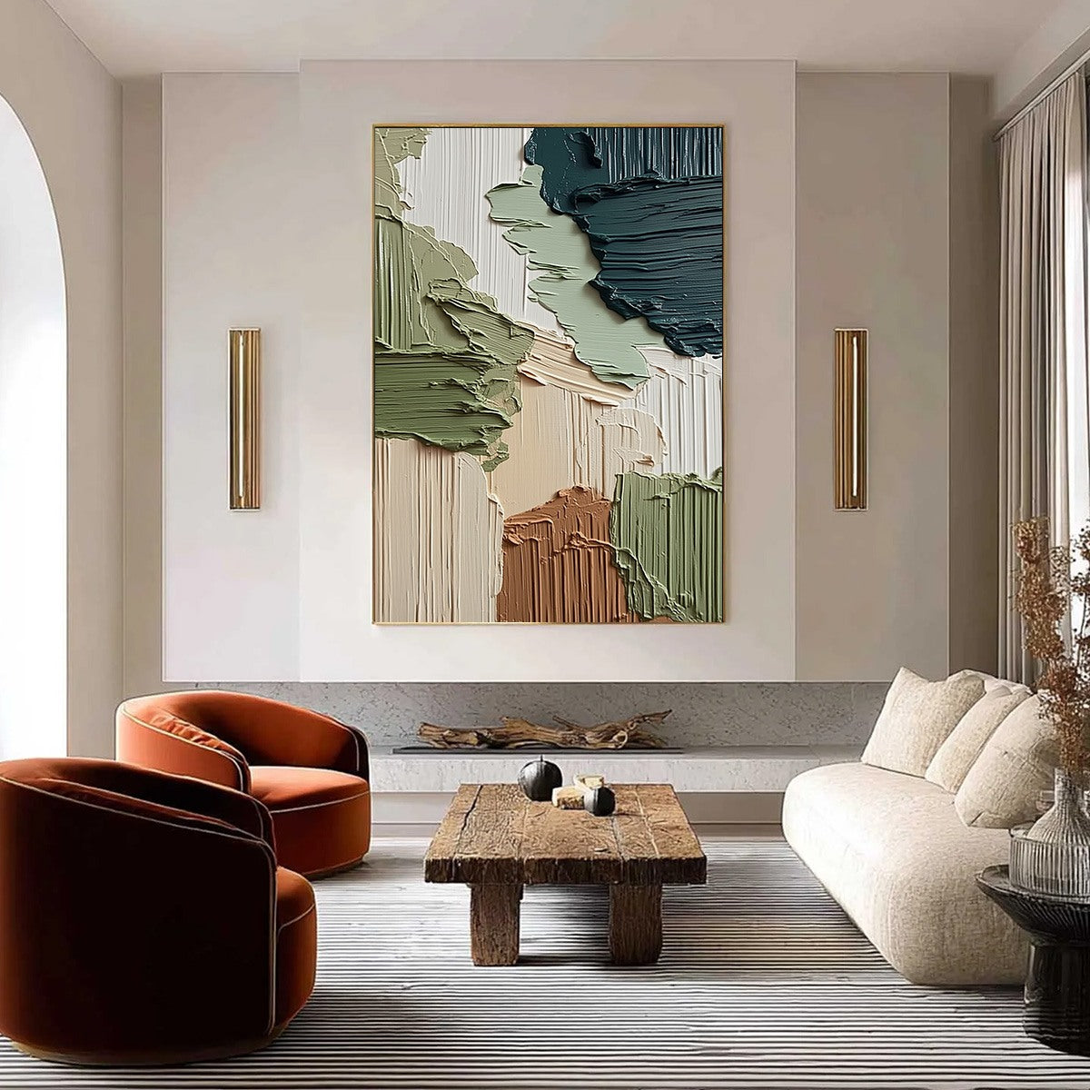 EARTHEN STRATA: Vertical Wabi Sabi Textured Abstract Painting