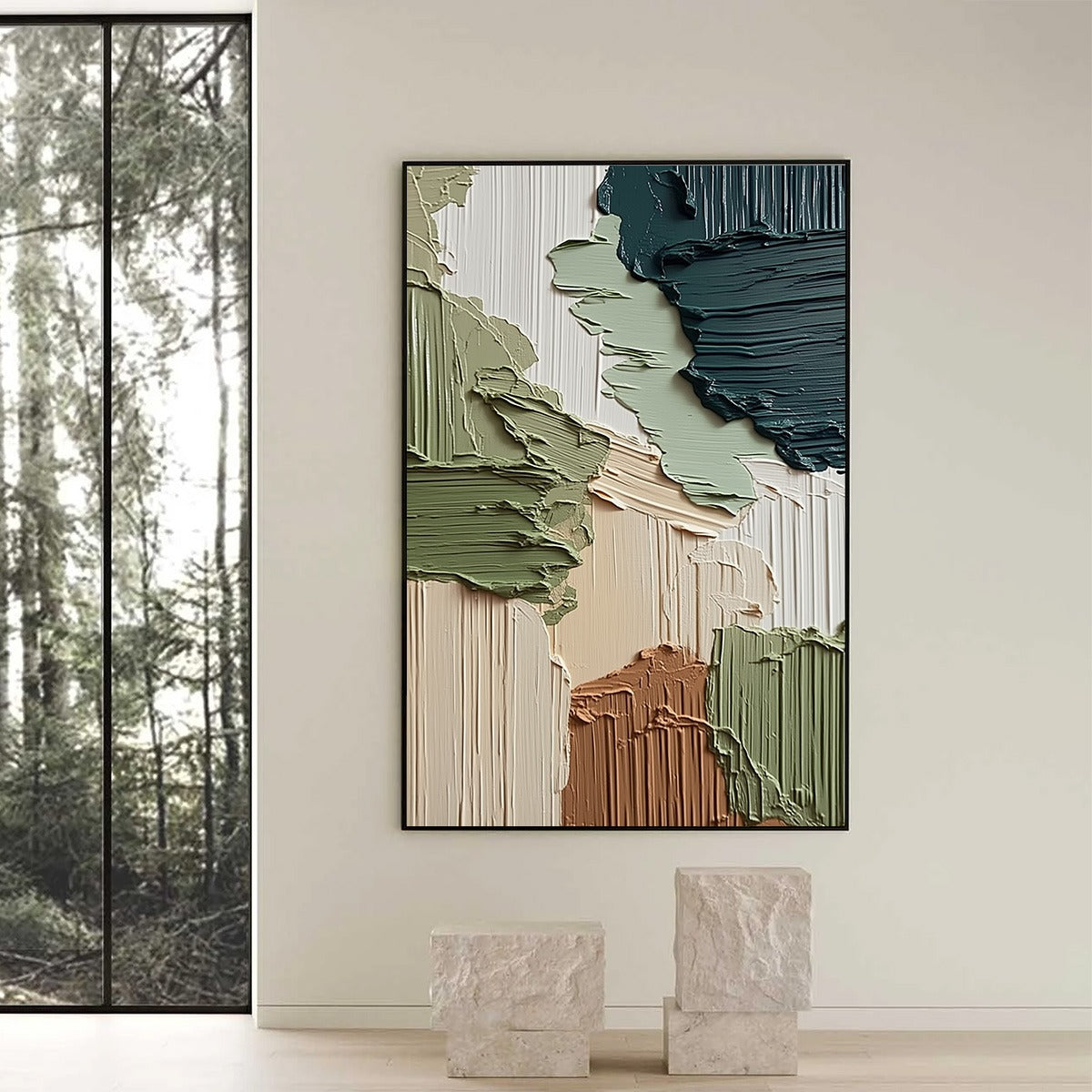 EARTHEN STRATA: Vertical Wabi Sabi Textured Abstract Painting